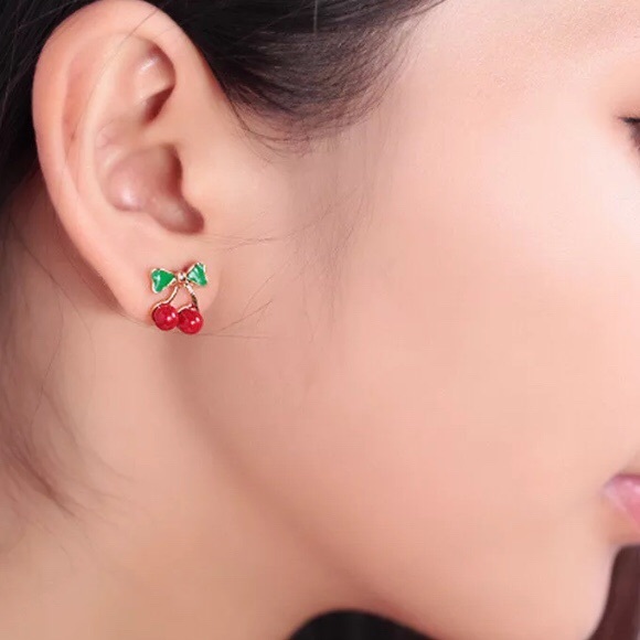 Boutique Jewelry - 🎉5/$25🎉 Enamel Cherry Gold Earrings